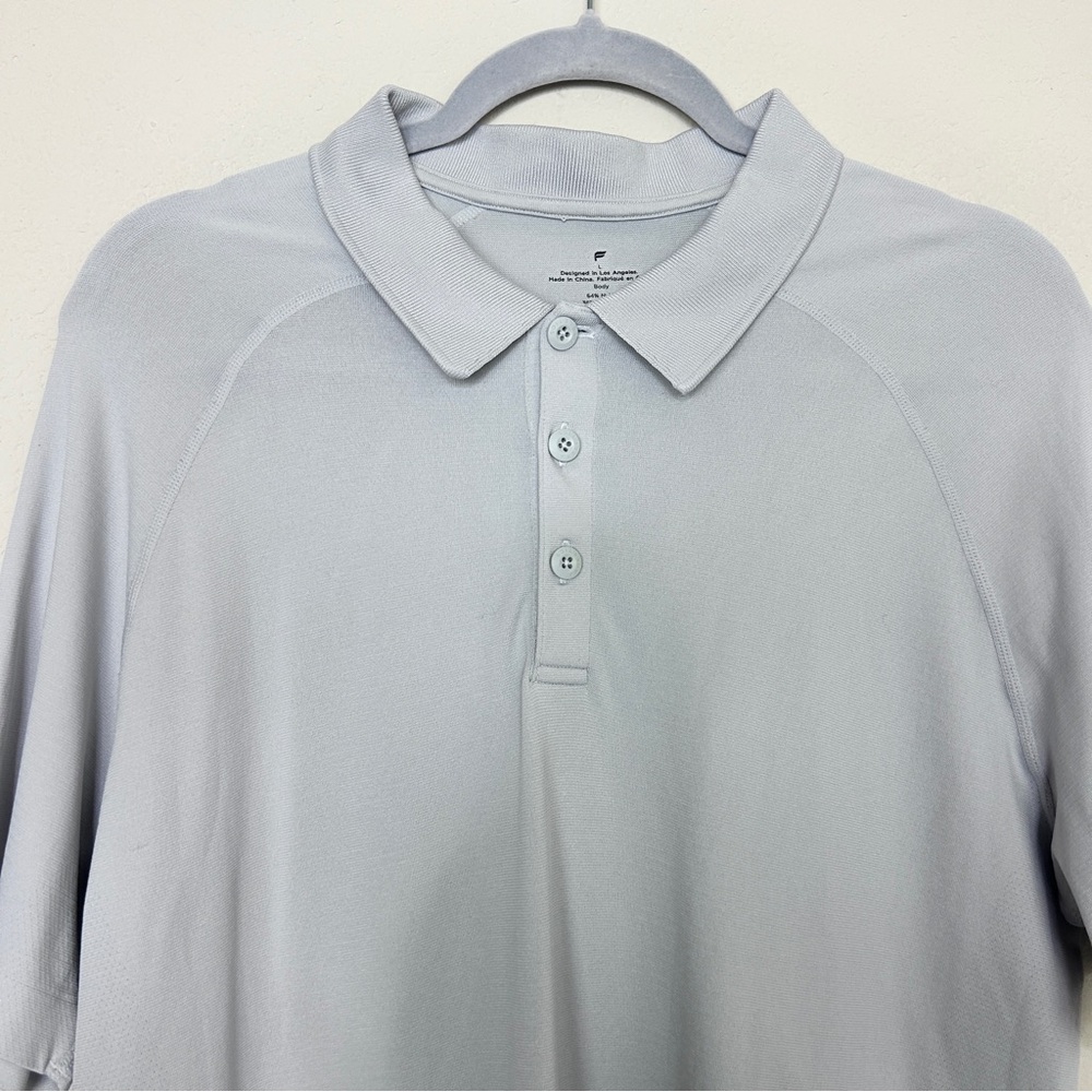 FABLETICS Cotten Blend Men’s Large Grey Short Sleeve Polo - Picture 3 of 7